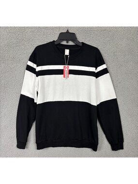 PatPat Mens Black & White Colorblock Crewneck Sweatshirt  Size Medium NWT's.